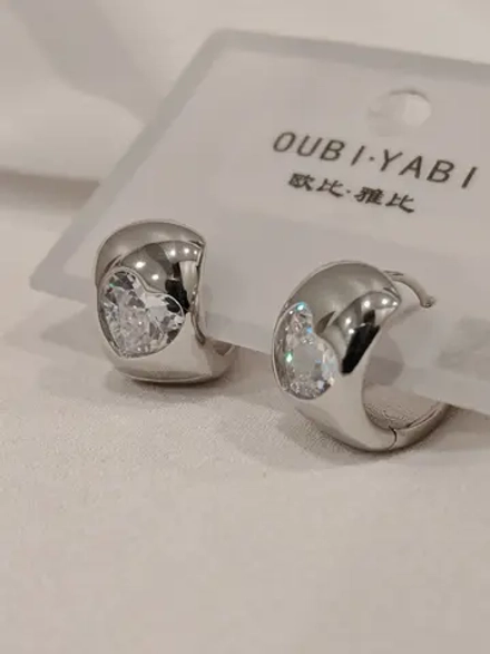 Серьги Oubi Yabi «Сердце в кольце» Silver