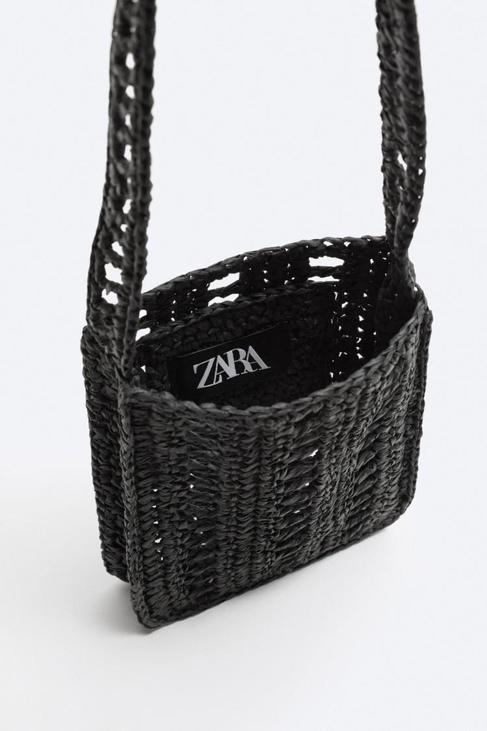 ZARA ПЛЕТЕНАЯ МИНИ-СУМКА, ЧЕРНЫЙ