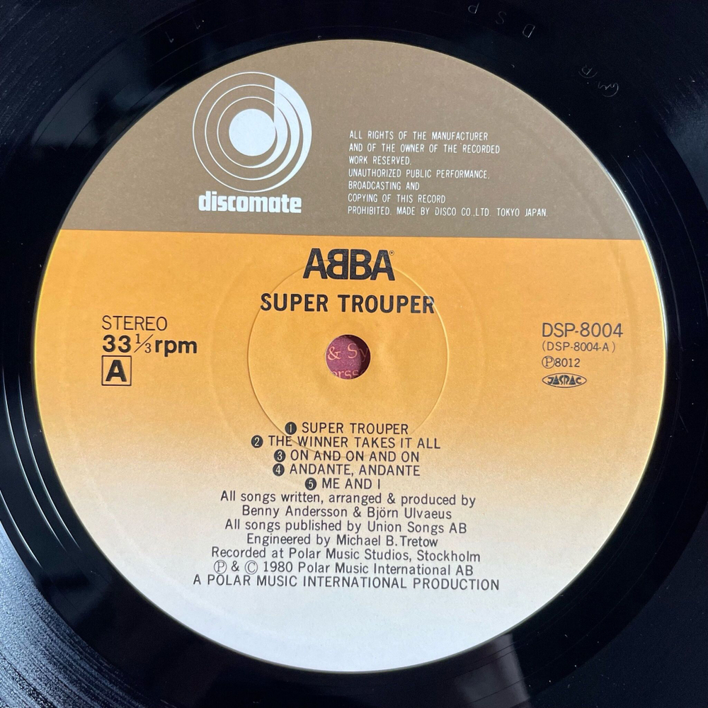 Винтажная виниловая пластинка LP ABBA Super Trouper (Japan 1980) (Obi) Happy New Year