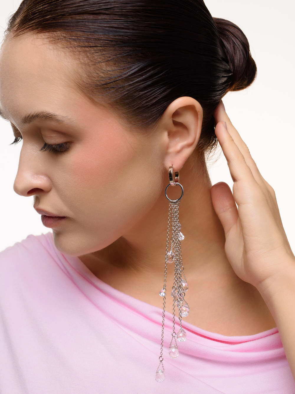 Моносерьга "Chandelier White" Silver