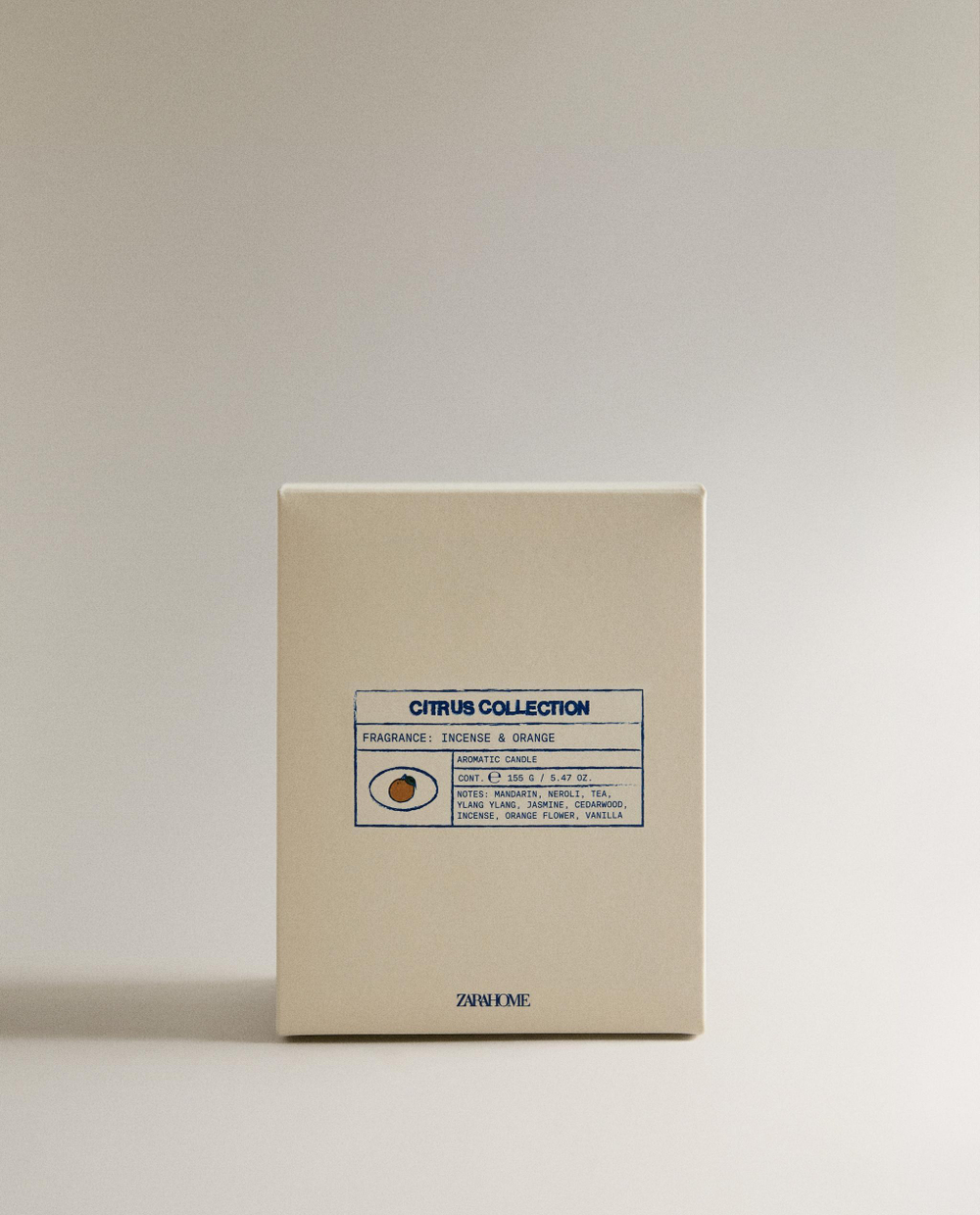 Zara Home Свеча ароматическая Incense & Orange 155 г, растительный воск, аромат восточный древесный, Коричневый