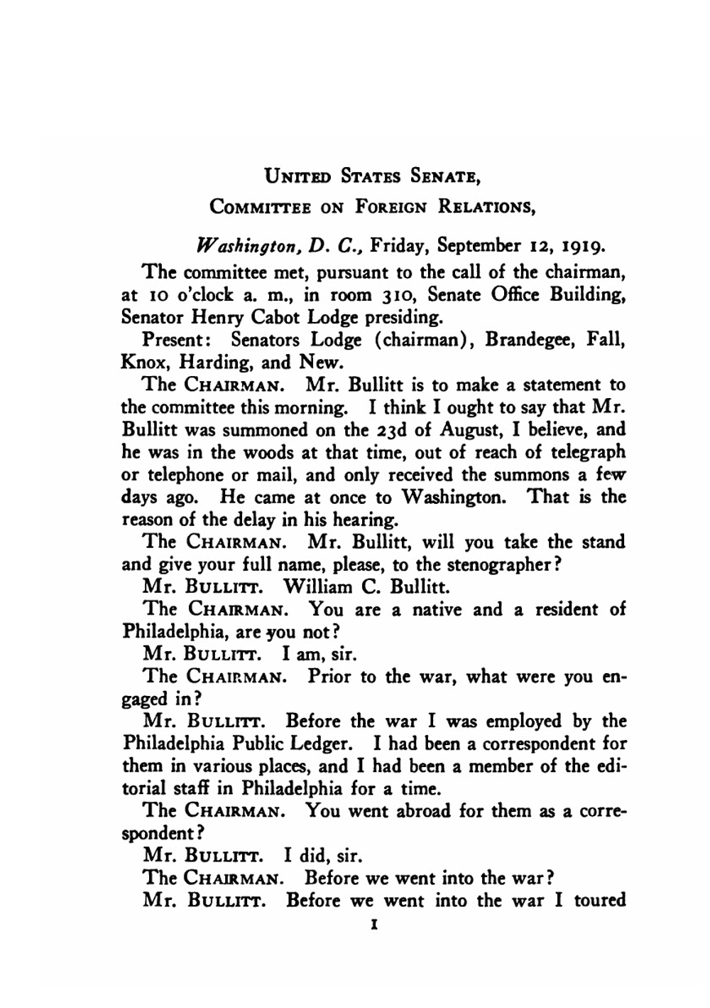 The Bullitt mission to Russia | William C. Bullitt