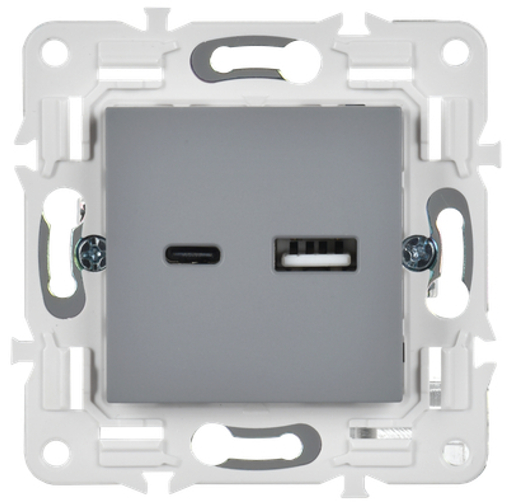 SKANDY Розетка USB A+C 3,1А SK-R14Gr серый IEK