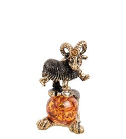 AM- 317 Фигурка «Знак зодиака - Овен» (латунь, янтарь)