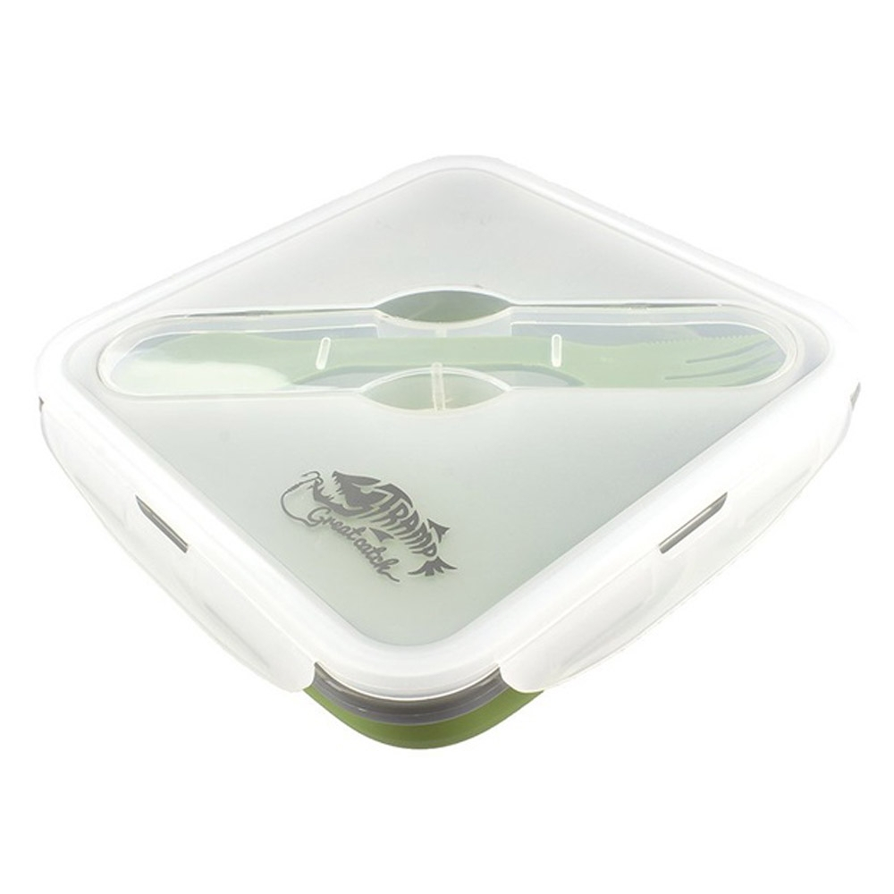 Контейнер силиконовый с ловилкой 400 мл Tramp TRC-144 (оливковый)