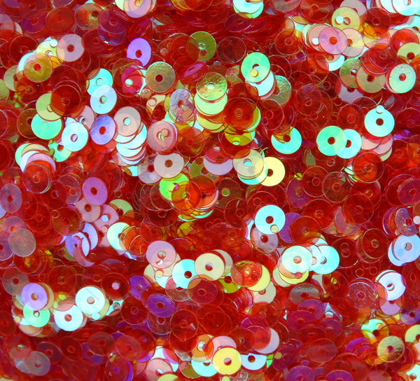 ПП005ДС3 Пайетки круглые плоские, красный прозрачный (с перламутровым AB), размер: 3 мм, 10 грамм