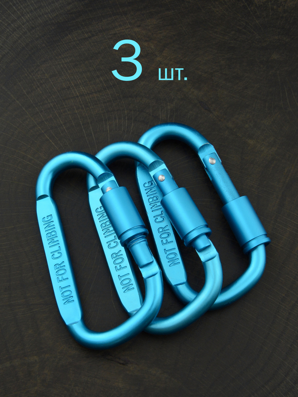 В АССОРТИМЕНТЕ - 3 карабина вспомогательных до 50 кг алюминий 81х42 мм