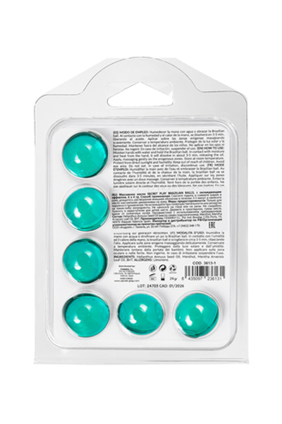 Массажное масло Secret Play Brazilian Balls с охлаждающим эффектом 6 шт