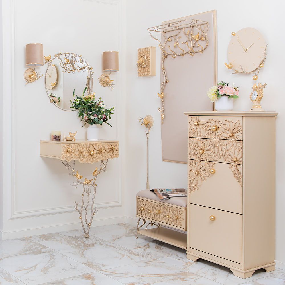 Вешалка настенная Терра (без зеркала) Айвори мраморное золото