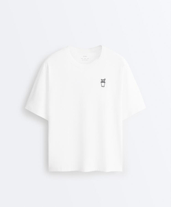 Oysho Футболка Boxy из смесового хлопка с надписью, белый