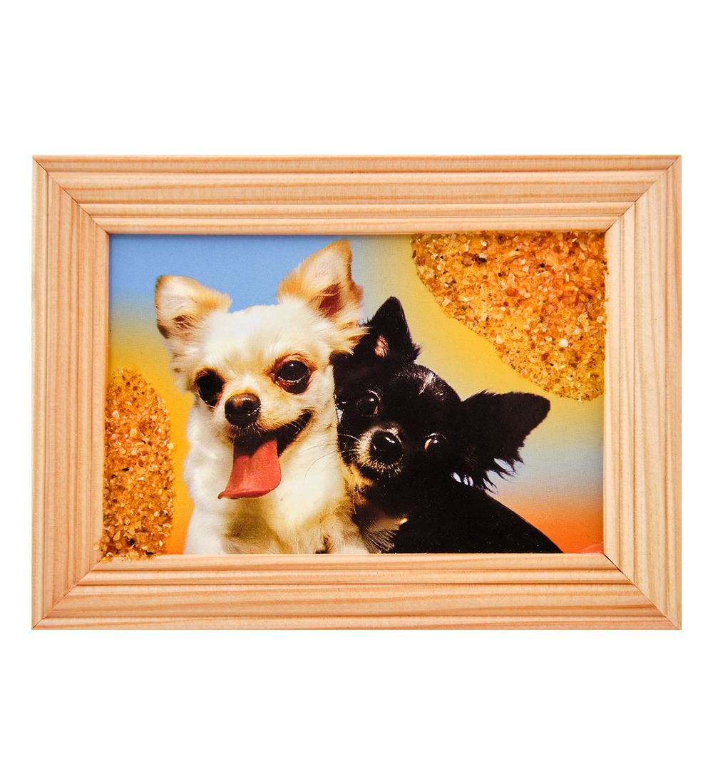 AMB-56/16 Картина «Чихуахуа» (с янтарной крошкой) дер.рамка 8х12