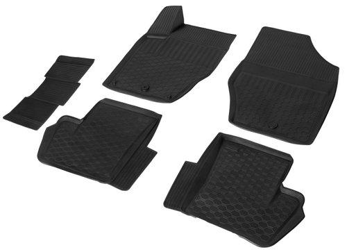 Коврики в салон автомобиля Rival для Citroen C4 II поколение седан 2010-2016 2016-н.в./Peugeot 408 седан 2012-2017 2017-н.в., полиуретан, с крепежом, 5 частей, 14303002