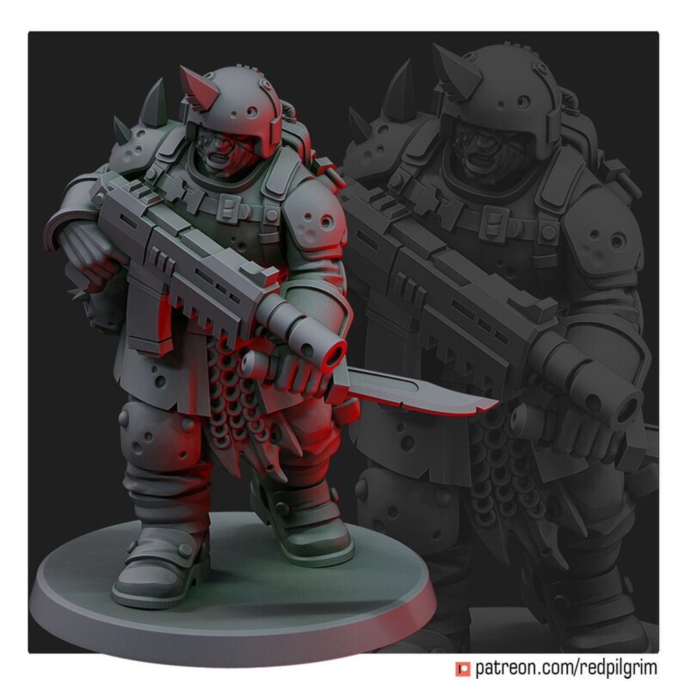 Chaos Renegade Гвардеец ренегат с ножом и лазганом миниатюра для AOS,Waha, Настольная игра, НРИ, Варгейм, РПГ