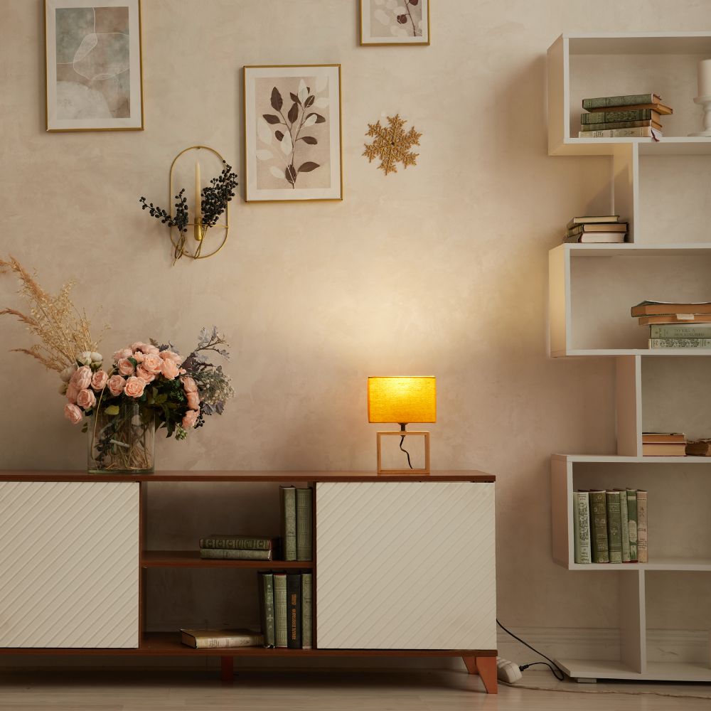 UML-B401 E27 ORANGE-WOOD Светильник настольный декоративный под лампу Е27. 40W. Механический выключатель. Оранжевый. ТМ Uniel