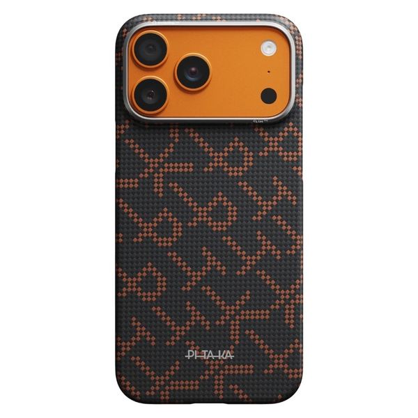 Чехол Pitaka Edge Case для iPhone 17 Pro Max, Чёрно-оранжевый монограм | Monogram Black/Orange