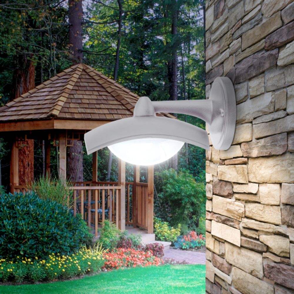 Садово-парковый светильник ЭРА ДБУ 07-8-004 Дели 4 белый 4 гранный настенный IP44 светодиодный 8Вт 6500K | Садово-парковые светильники