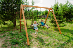 Деревянные качели с качелями гнездо 60 см и качелями гнездо 100 см