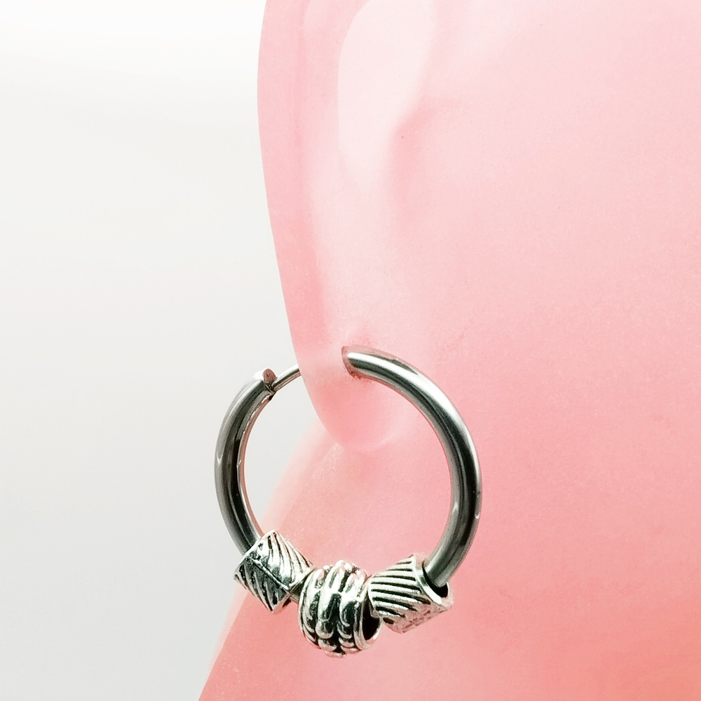 Серьга кольцо (1шт) 18мм  для пирсинга уха. Медицинская сталь.