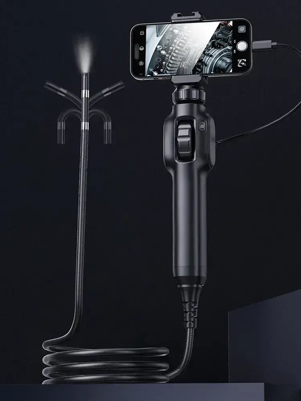 Шарнирный бороскоп 360 - 1080P HD инспекционная камера, инспекционныйскоп с подсветкой, IP67 водонепроницаемый зонд, 8 светодиодных ламп, бороскоп, совместимый с Android/iOS (объектив S43-8 мм)