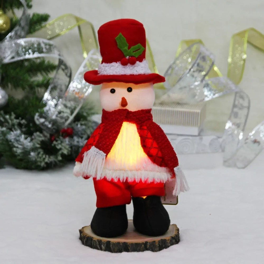 Сувенир новогодний «Новогоднее настроение - Снеговичок» 14*30*8 см, Красный (с подсветкой)