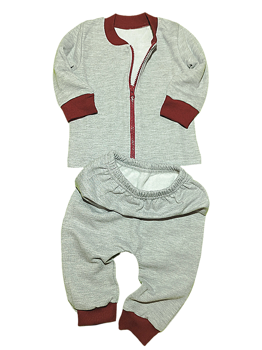 КШФ Костюм ясельный на молнии футер 2-х нитка серый меланж (56-86)