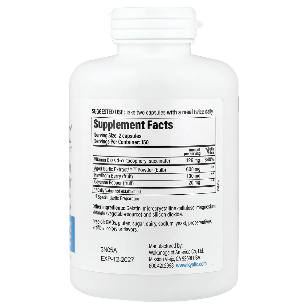 Kyolic, Экстракт Выдержанного Чеснока без запаха, Формула 106, 300 капсул