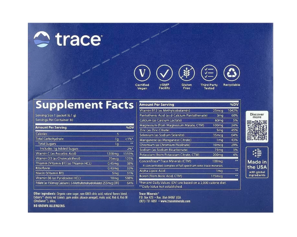 Trace PowerPak, raspberry flavor 30 packets.