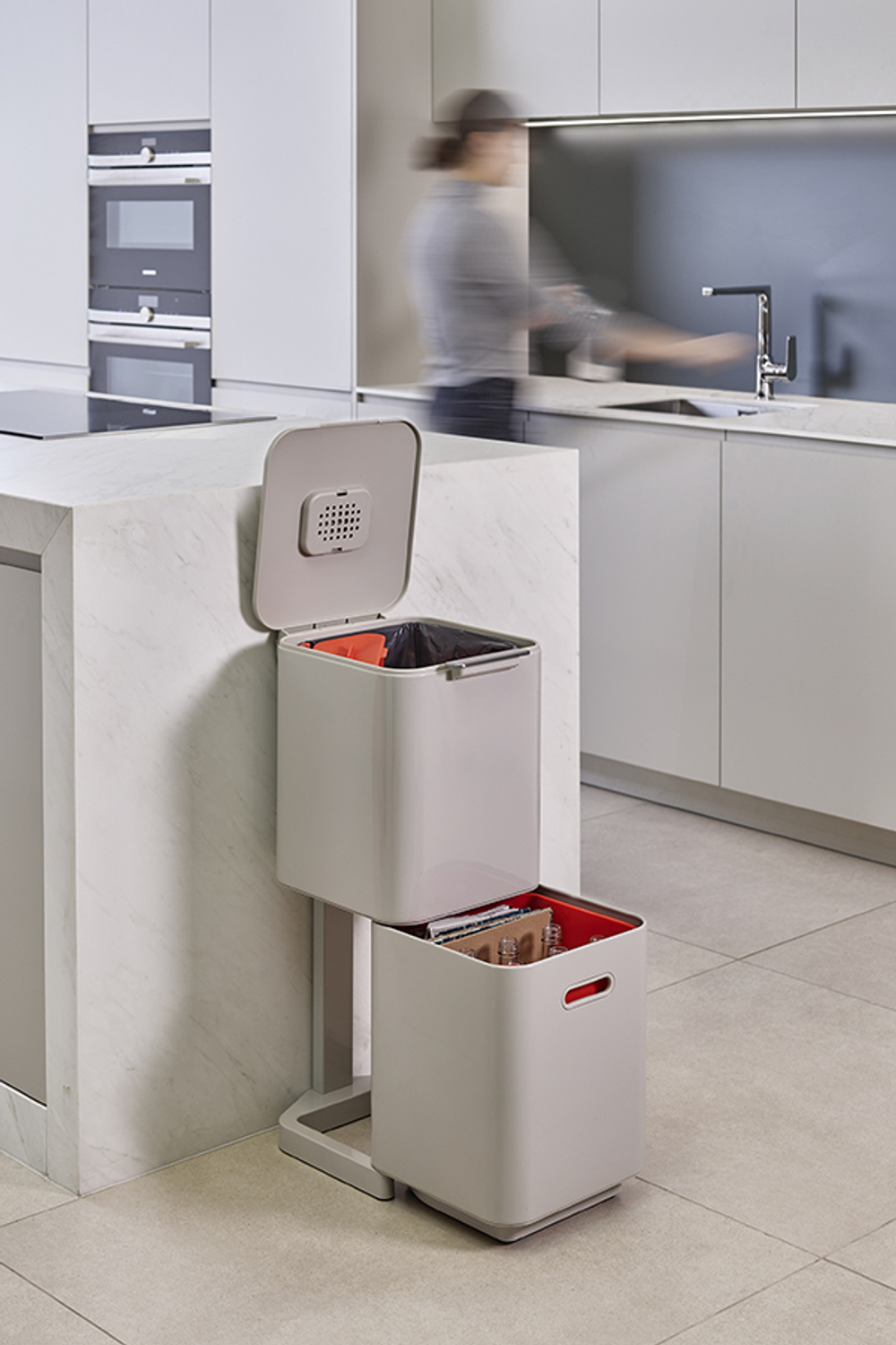 Контейнер для мусора с двумя баками Totem Compact 40 л белый, Joseph Joseph