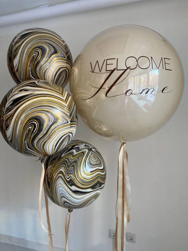 Бежевые воздушные шары на выписку Welcome Home №2111