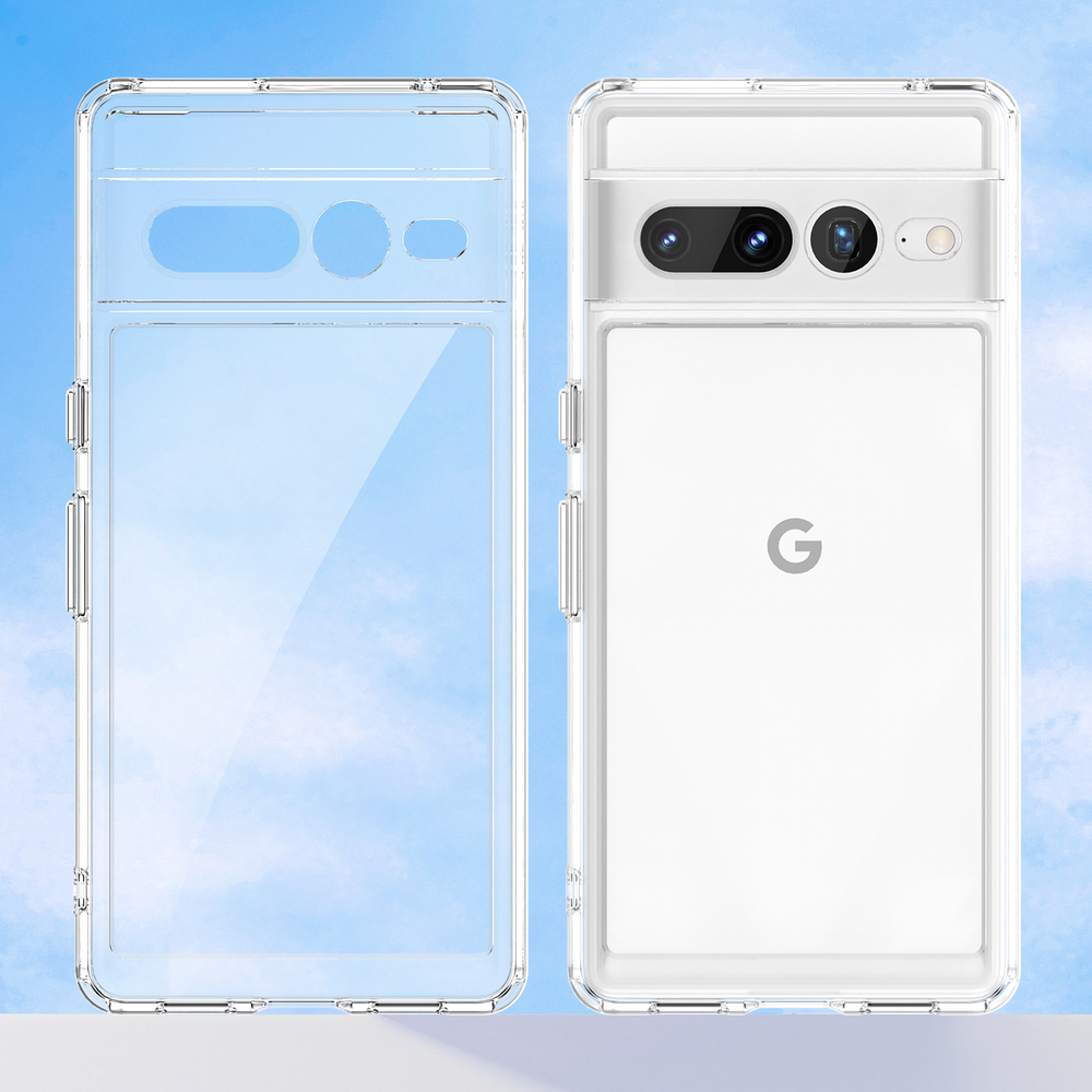 Усиленный чехол c мягким откликом кнопок для смартфона Google Pixel 7 Pro, прозрачные рамки