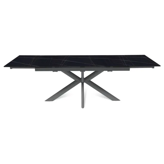 Стол "СТРОНГ" 160-240, керамика Black gold матовая, опоры черный муар