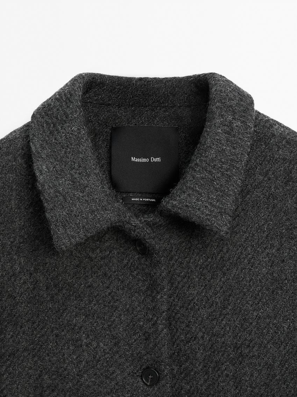 Massimo Dutti Длинное пальто из смесовой шерсти, серый