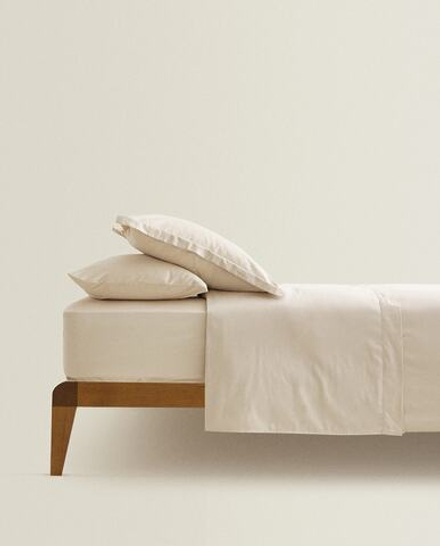 ZARA HOME (300 НИТЕЙ)  ПРОСТЫНЯ ИЗ ХЛОПКА, БЕЖЕВЫЙ