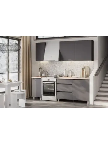 Кухонный гарнитур 160 модульный Графит серый