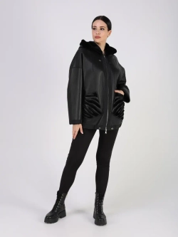 Дубленка зимняя натуральная с капюшоном шуба