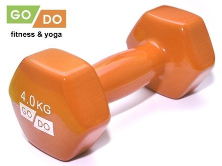 Гантель GO DO в виниловой оболочке. Вес 4  кг.  (Оранжевый)