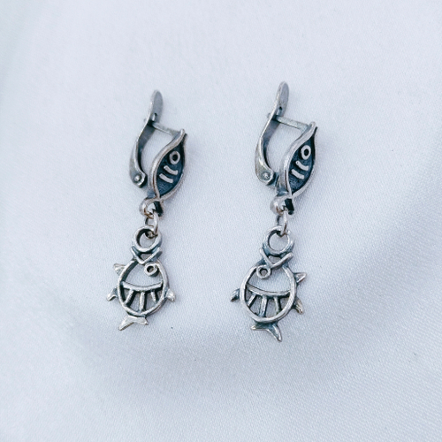 "Гана" серьги в серебряном покрытии из коллекции "Африка" от Jenavi  с английским замком