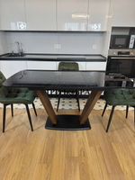 Кухонный раскладной стол "Прадо" черный мрамор и 4 стула Бостон