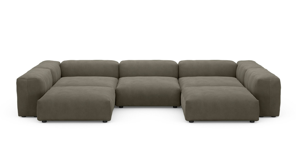 Диван Фиджи (П-образный) Cilium Brown 378*242*62 см, Коричневый Вельвет Нераскладной Фиеста