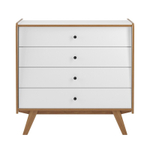 Комод «Винтаж» четыре ящика белый лак/браун