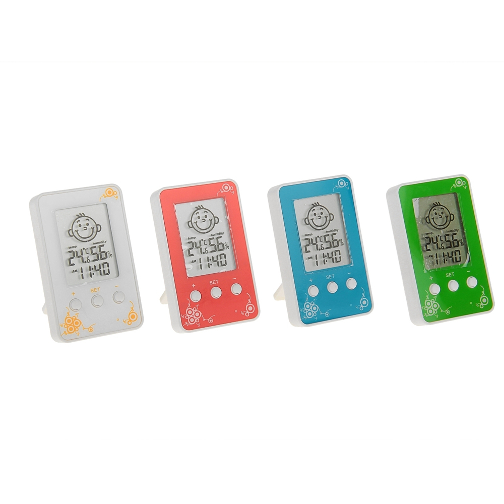 769827 Термометр LuazON LTR-12, электронный, указатель влажности, часы, МИКС