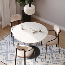 Стул Ror, Round, велюр, черный/бежевый