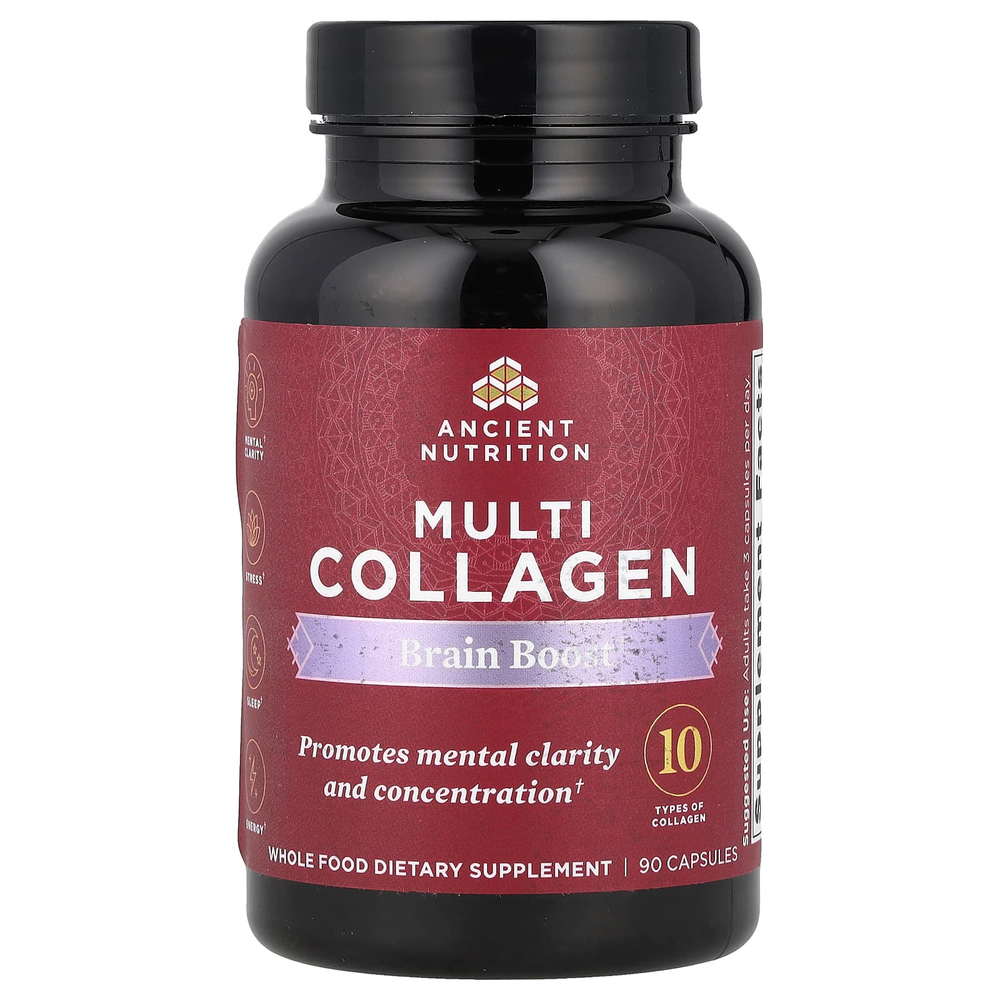 Ancient Nutrition, Multi Collagen, Brain Boost, 90 капсул