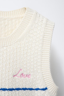 ZARA ТРИКОТАЖНЫЙ ТОП В ПОЛОСКУ, ЭКРЮ