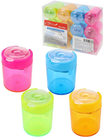 Точилка 2 отв. с контейнером, пластмассовая, ассорти ТК-0328 (Проф-Пресс)