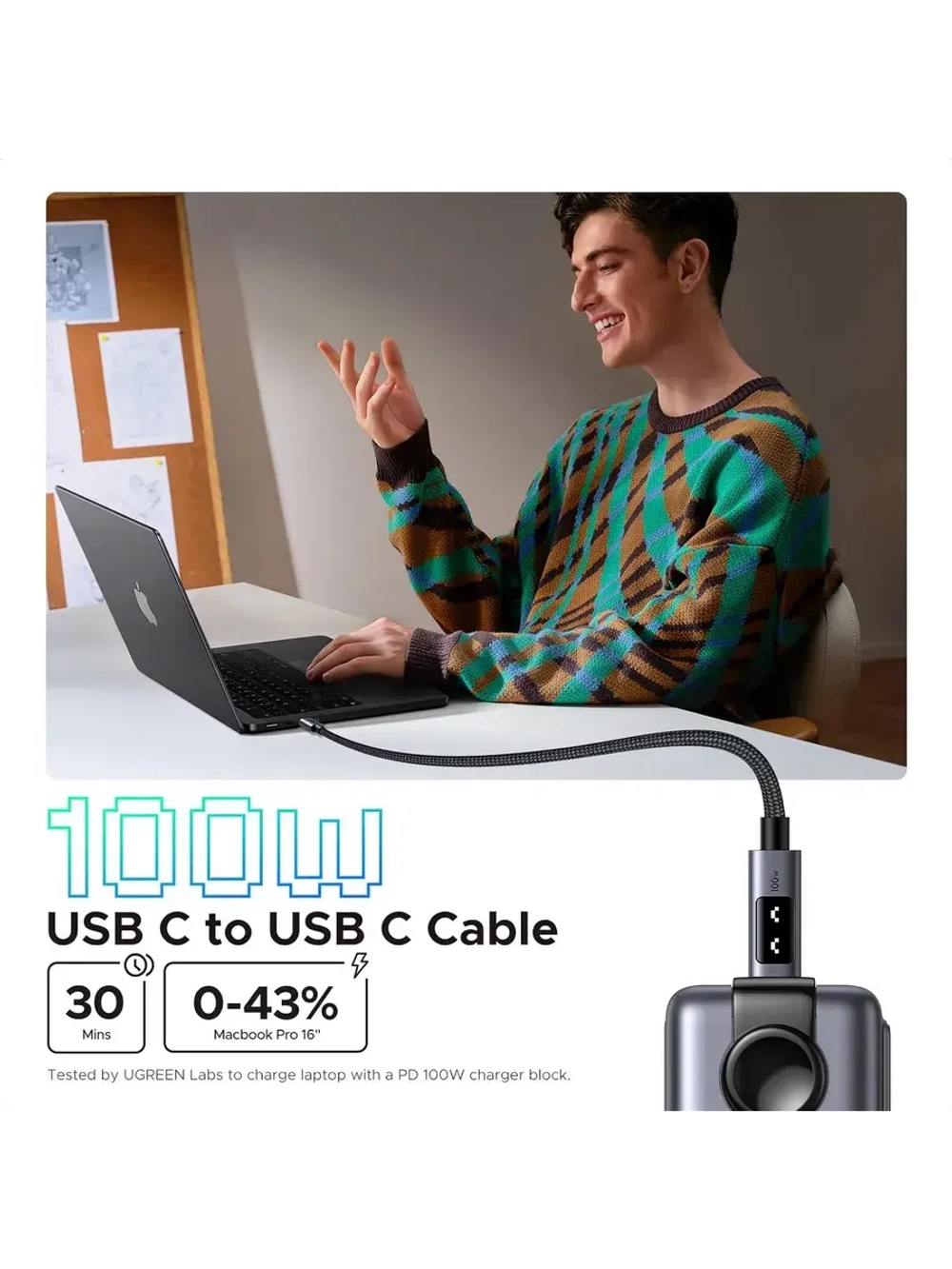Type-C провод Угрин 100W с быстрой зарядкой для iPhone 16
