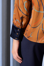 22927 Блузка женская (горчичный принт)