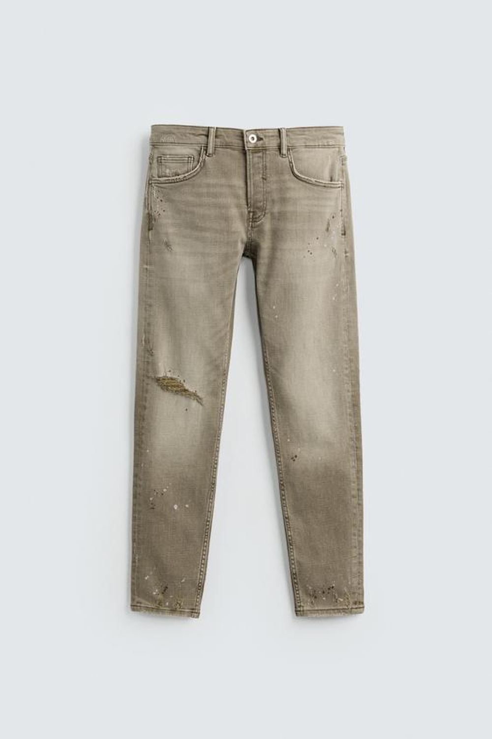 ZARA ДЖИНСЫ SKINNY FIT С РАЗРЕЗАМИ, КОРИЧНЕВЫЙ