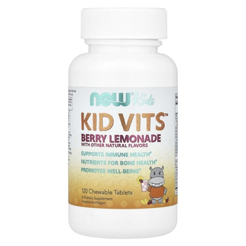 Now Foods KID VITS 120 Chewable Tablets , Витамины для детей со вкусом Ягодный Лимонад