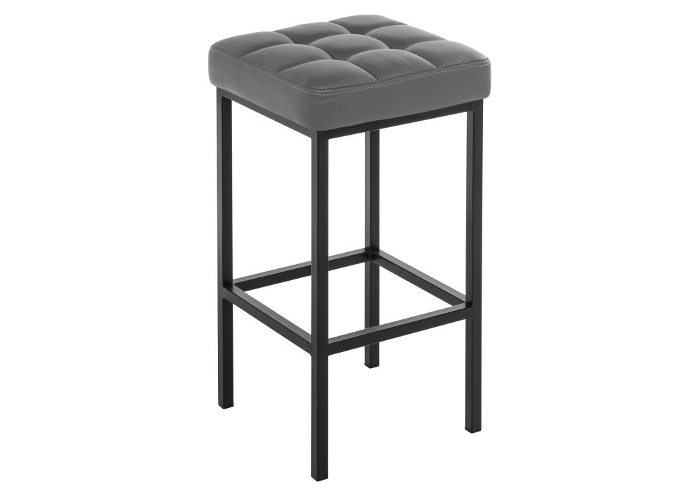 Барный стул Лофт кожзам темно-серый / черный матовый